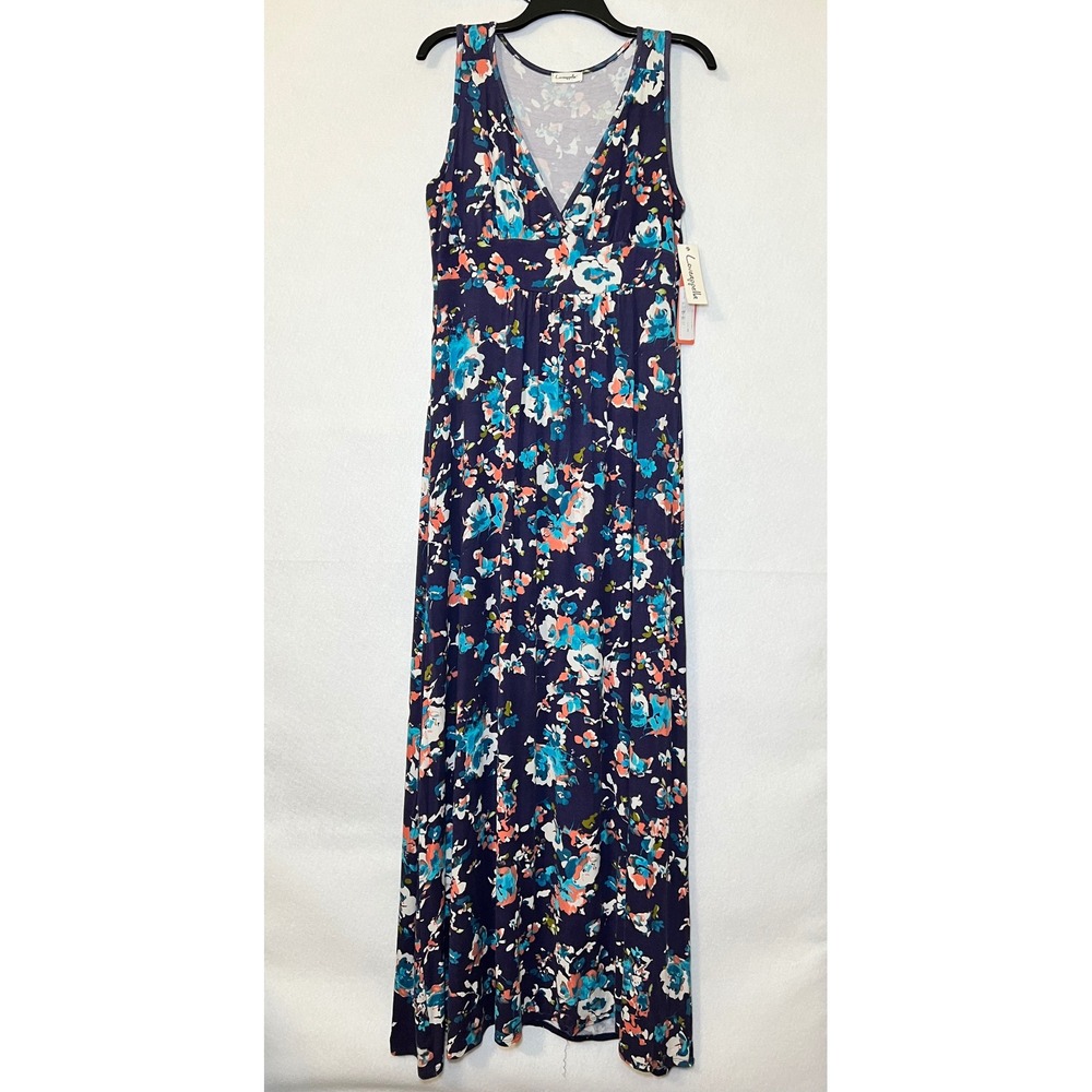 New Loveappella Navy Floral Maxi Dress Sleeveless Cottagecore Romantic Beach XL